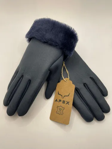 Apex Gloves - Dames en Heren Leren Handschoenen - Hoge kwaliteit %100 Schapenleer - Blauw - Winter - Extra warm