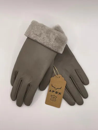 Apex Gloves - Dames en Heren Leren Handschoenen - Hoge kwaliteit %100 Schapenleer - Grijs - Winter - Extra warm