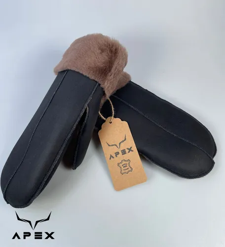 Apex Gloves Leren Dames Handschoenen  - Premium kwaliteit %100 Schapenleer met Lijn - Donker Blauw - Winter - Extra warm