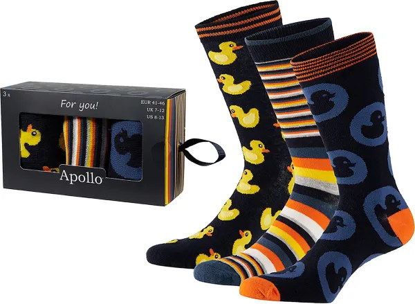 Apollo Heren Sokken Met Print Giftbox Badeendjes 3-Pack