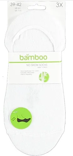 Apollo No-show Sokken Basic Bamboe Wit 3-pack