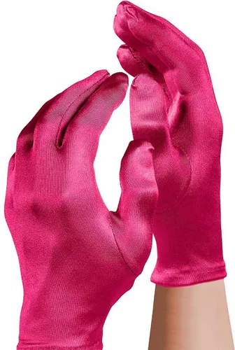 Apollo - Satijnen handschoen - Gala handschoenen - 20 cm - Fuchsia paars - One