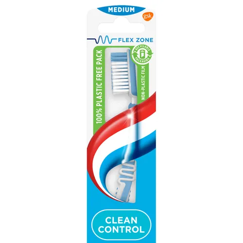 Aquafresh Clean Control Tandenborstel Medium - in 100% plasticvrije verpakking