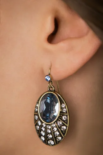 Art Deco ovale oorbellen in blauw