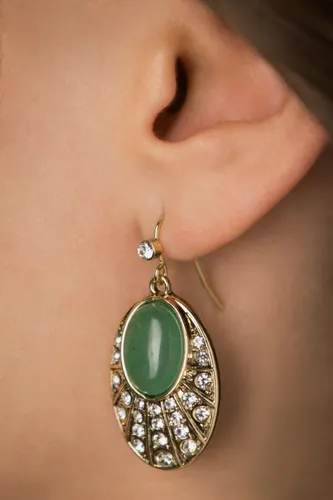 Art Deco ovale oorbellen in groen