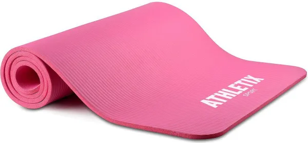 Athletix®‎ Premium NBR Fitnessmat - 183 x 61 x 1 cm - Yogamat met Draagriem en Draagtas - Roze