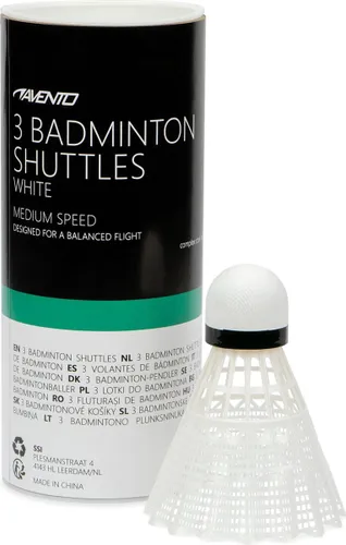 Avento 3 Badminton Shuttles - Nylon/Complex kurken top - Wit