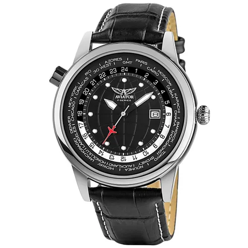 Aviator - Heren Horloge F-Series AVW6975G354 - Zwart/Zilver - Ø 45mm