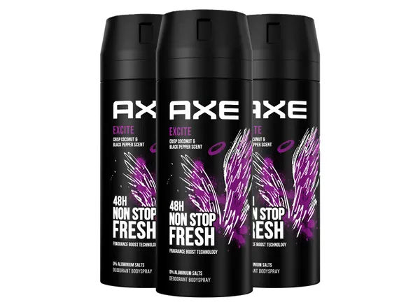 Axe Bodyspray Excite Deodorant zonder aluminium bestrijdt