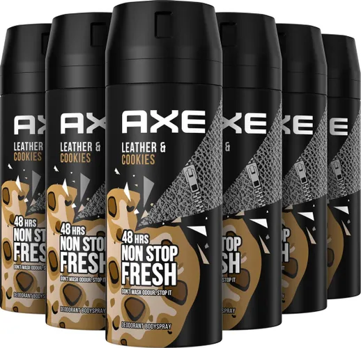 Axe Collision Leather & Cookies Bodyspray  Deodorant - 6 x 150 ml - Voordeelverpakking
