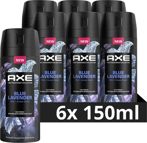 AXE Fine Fragrance Collection Blue Lavender Premium Deodorant Bodyspray - 6 x 150 ml - Voordeelverpakking
