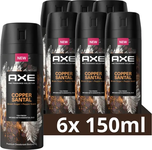 AXE Fine Fragrance Collection Copper Santal - Premium Deodorant Bodyspray - 6 x 150 ml - Voordeelverpakking