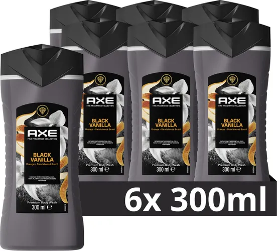 AXE Fine Fragrance Collection Premium Douchegel - Black Vanilla - bodywash met de luxe parfumgeur van vanille, sinaasappel en sandelhout - 6 x 300 ml