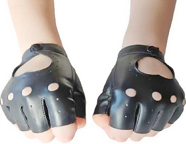 BamBella® - Handschoenen Kort Zwart - Biker - Onesize - Nepleer - zonder vingers