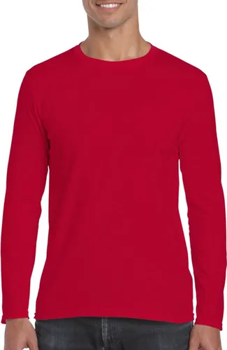 Basic heren t-shirt rood met lange mouwen - Herenkleding - herenshirt met lange mouw