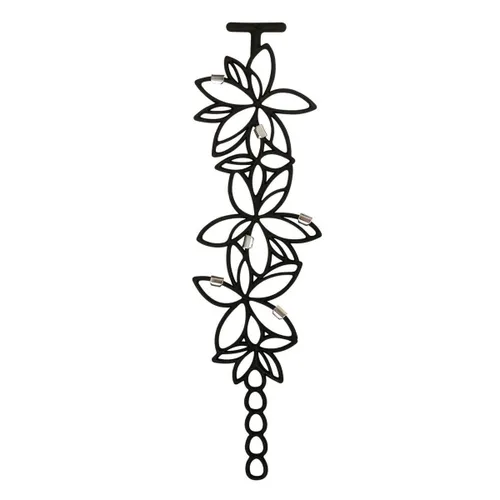 Batucada - Maui - Armband - Plantaardige Oorsprong en Hypoallergeen - Vrouwen - Armband met Glanzende bloemen – Antiallergisch - Zwart - lengte 15/19...