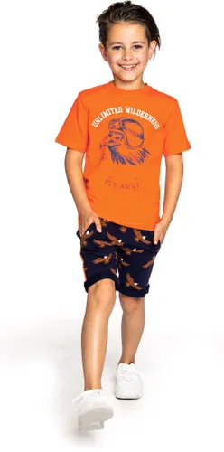 B'Chill - Kledingset - Jongens - 2delig - Short Jogpants Senn - Shirt Noell Oranje
