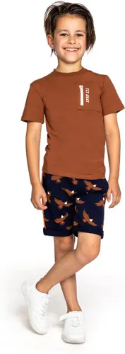 B'Chill - Kledingset - Jongens - 2delig - Short Jogpants Senn - Shirt Oscar bruin