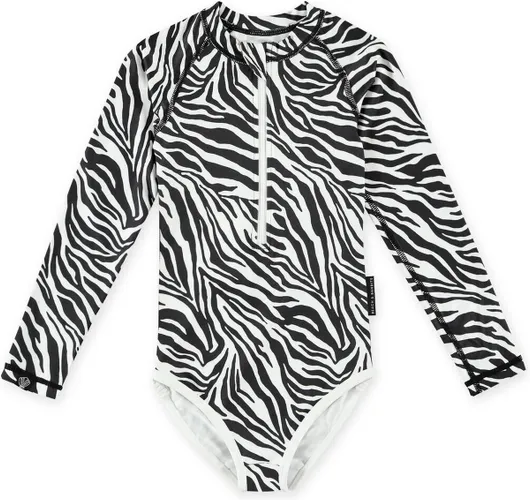 Beach & Bandits - UV-zwempak voor meisjes - Lange mouw - UPF50+ - Zebra Fish - Zwart/Wit