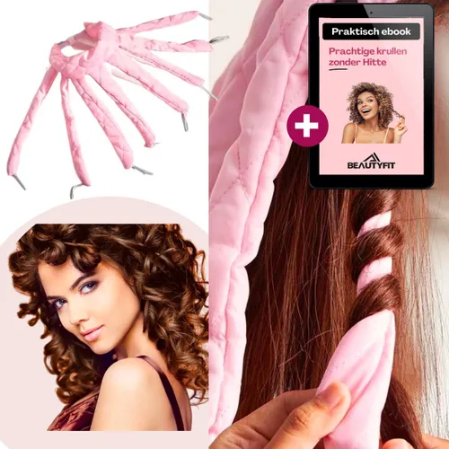 BeautyFit® - Nieuwste Krulspelden - Inclusief E-book - Heatless Curls Roze - Haarrollers - Krullen Zonder Hitte - Krullers - Haar Rollers Zelfklevend...