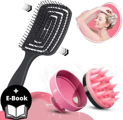 BeautyFit - Scalp Massager + ebook - 2 stuks - Fingerbrush - Inclusief E-book - Anti roos - Shampoo Brush - Scalp Brush - Hoofdhuid Massage Borstels -...