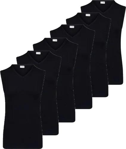 Beeren 6 stuks heren mouwloze shirts 100% katoen - XXL - Zwart