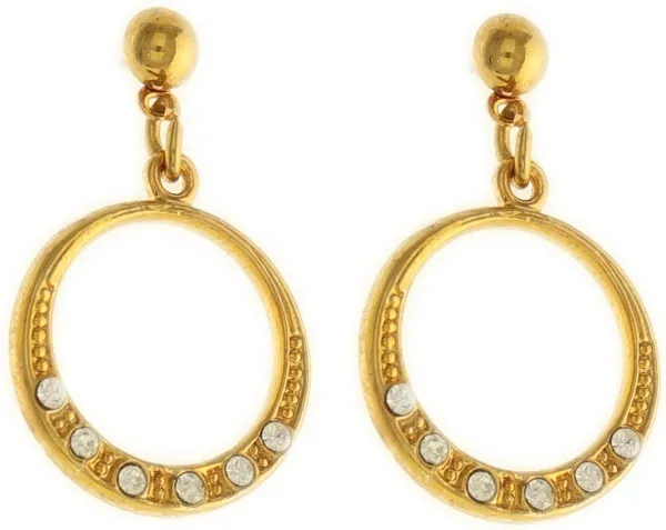 Behave Dames oorbellen hangers rond goud-kleur 2,5cm