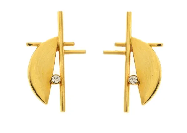 Behave Dames oorbellen oorknoppen goud-kleur design 2 cm