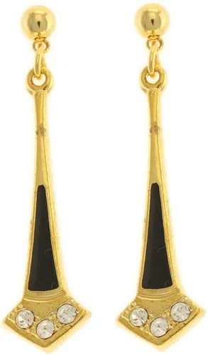 Behave Dames oorhangers zwart en goud-kleur 3,5cm