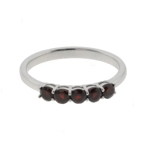 Behave Ring - zilver - rood - met gamet steentjes - 925 zilver - maat 56 - 17.75mm