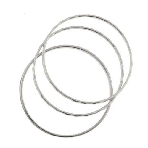 Behave Set bangles - armbanden set - zilver kleur - zwart - 3 stuks - 19.5 cm