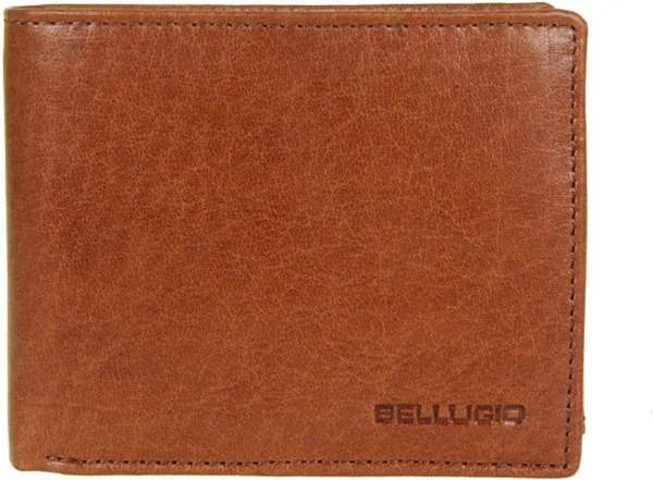 Bellugio - [Cognac Ultra] - Luxe Leren portemonnee portefeuille voor mannen heren zwart speciaal RFID - Vaderdag Cadeau Geschenkidee Verjaardagscadeau...