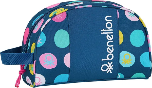 Benetton Polka Dots - Beauty Case - 26 x 16 x 9 cm - Blauw
