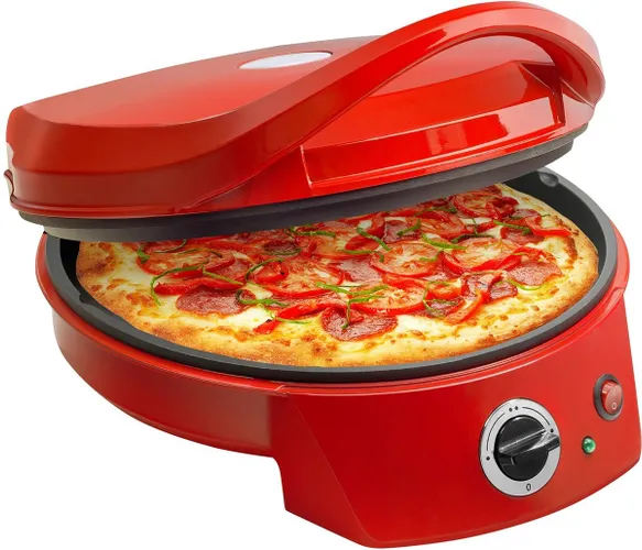 Bestron Pizzaoven tot max. 230 °C, Pizzamaker met boven-/ onderwarmte, voor zelfgemaakte of diepvriespizza's, tarte flambée, quiche of wraps tot Ø 27c...