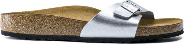 Birkenstock Madrid Dames Slippers Silver Regular-fit |  Zilver | Imitatieleer |
