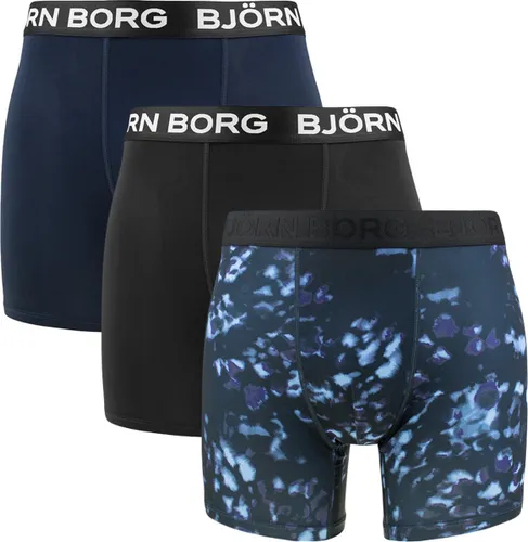 Bjorn Borg - Björn Borg Performance Boxershorts 3-Pack Blauw Zwart - Heren
