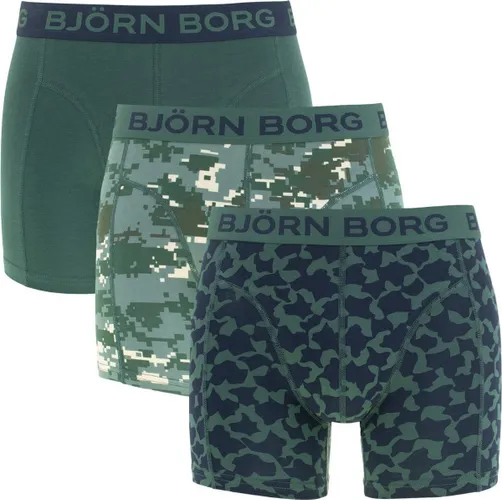 Björn Borg boxershorts Core (3-pack) - groen met blauw uni en dessin