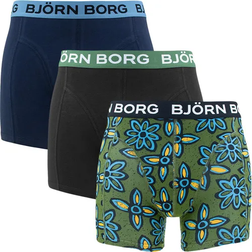 Björn Borg boxershorts Essential (3 pack) - Cotton Stretch boxers normale lengte - zwart - donkerblauw en print