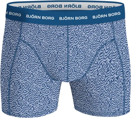 Björn Borg Cotton Stretch boxers - heren boxers normale lengte (1-pack) - blauw met wit dessin