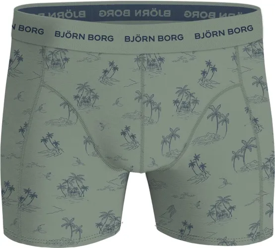 Björn Borg Cotton Stretch boxers - heren boxers normale lengte (1-pack) - groen en blauw palmbomen dessin