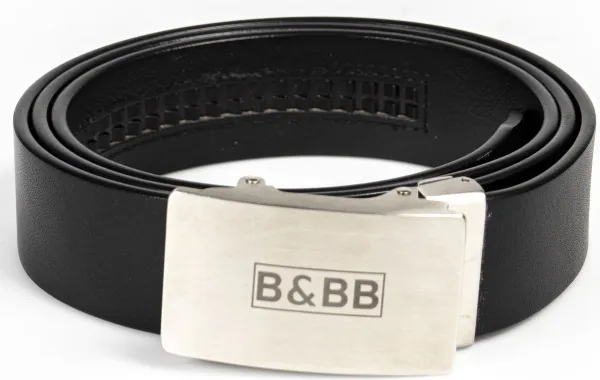 Black & Brown Belts/ 125 CM /Squared - Black Belt B&BB/ Leren Riem/ Heren Riem/ Dames Riem/ B&BB / Automatische Gesp/ Runderleer/ RVS/ Broeksriem / Ri