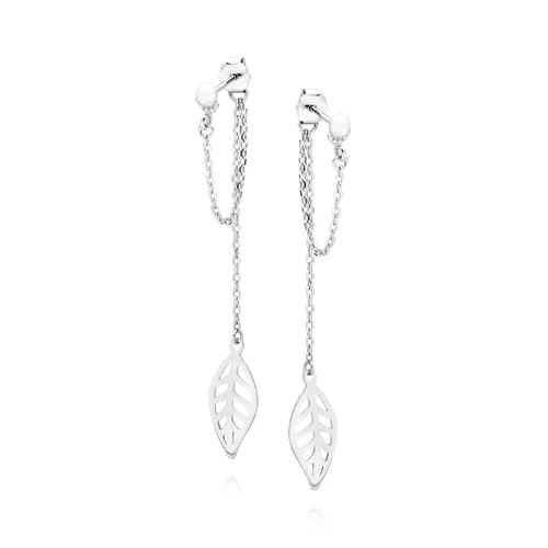 Blad Oorbellen Zilver - Zilver Oorbellen - Chain Leaf Oorbellen - Natuur geïnspireerd - Amona Jewelry