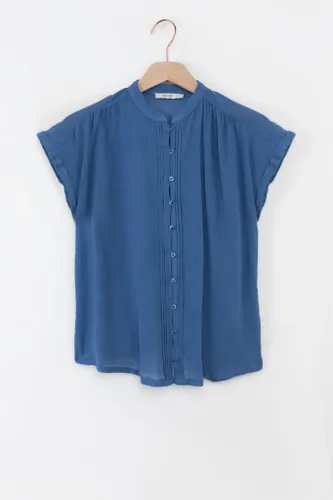 Blauw T-shirt Met Knopen