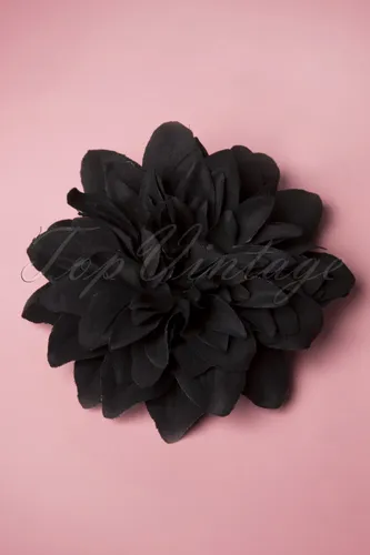 Bloemenhaarclip en broche in zwart