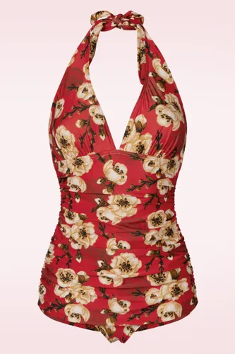 Blossom one piece halterbadpak in rood