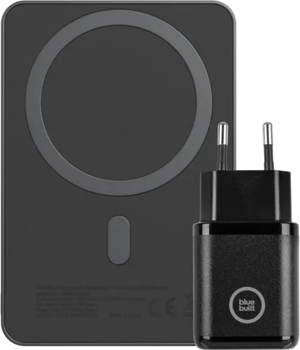 BlueBuilt Draadloze Powerbank met MagSafe Magneet 5.000 mAh + Oplader 30W Zwart