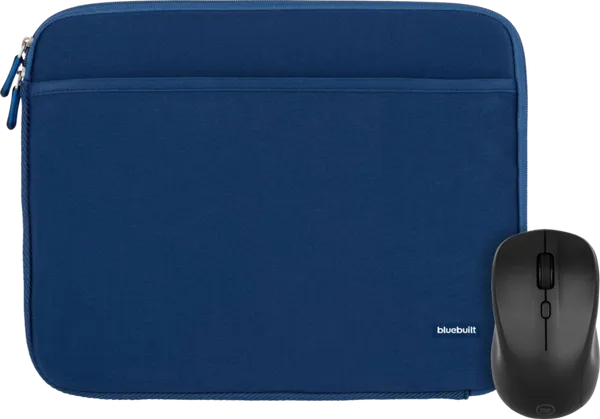 BlueBuilt Laptophoes breedte 30 cm 12-13 inch Blauw + Nexum Draadloze muis