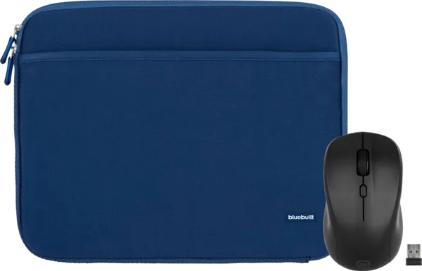 BlueBuilt Laptophoes breedte 37 cm 15-16 inch M Blauw + Nexum Draadloze muis