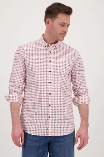 Bluefields Ecru hemd met fijne rode print – Regular fit