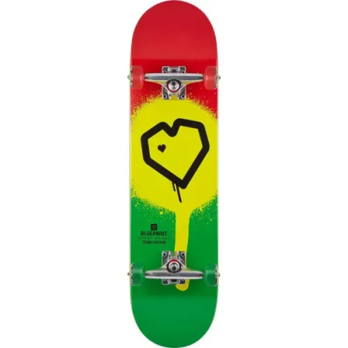 Blueprint Spray Heart V2 Compleet Skateboard (8" - Rasta)